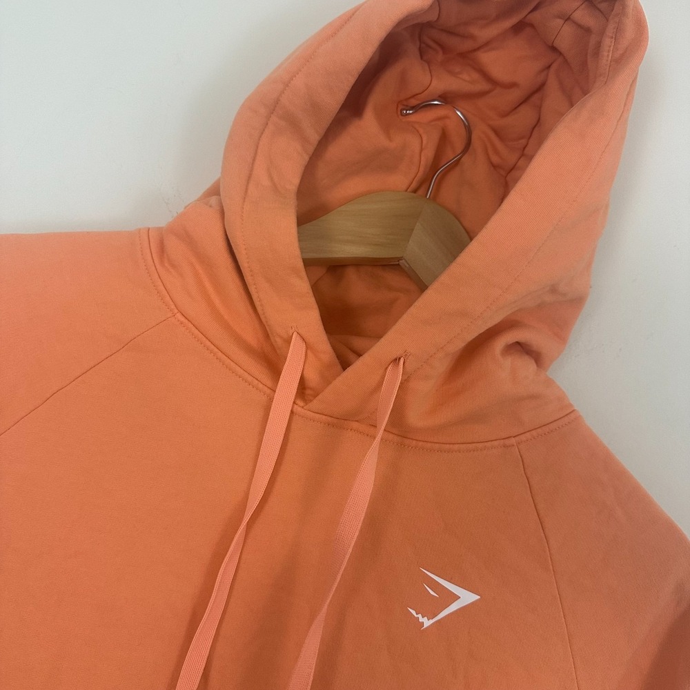Gymshark Training Hoodie Orange Cotton Blend Kangaroo Pocket Pullover Womens S